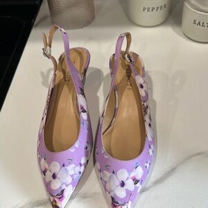 Talbots Lavender Floral Slingback Heels